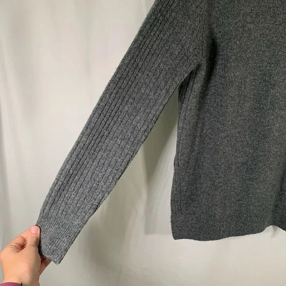 TopShop Sweater Women's 4 Grey Turtle Neck Long Sleeve Side Slit Pullover - Picture 4 of 8